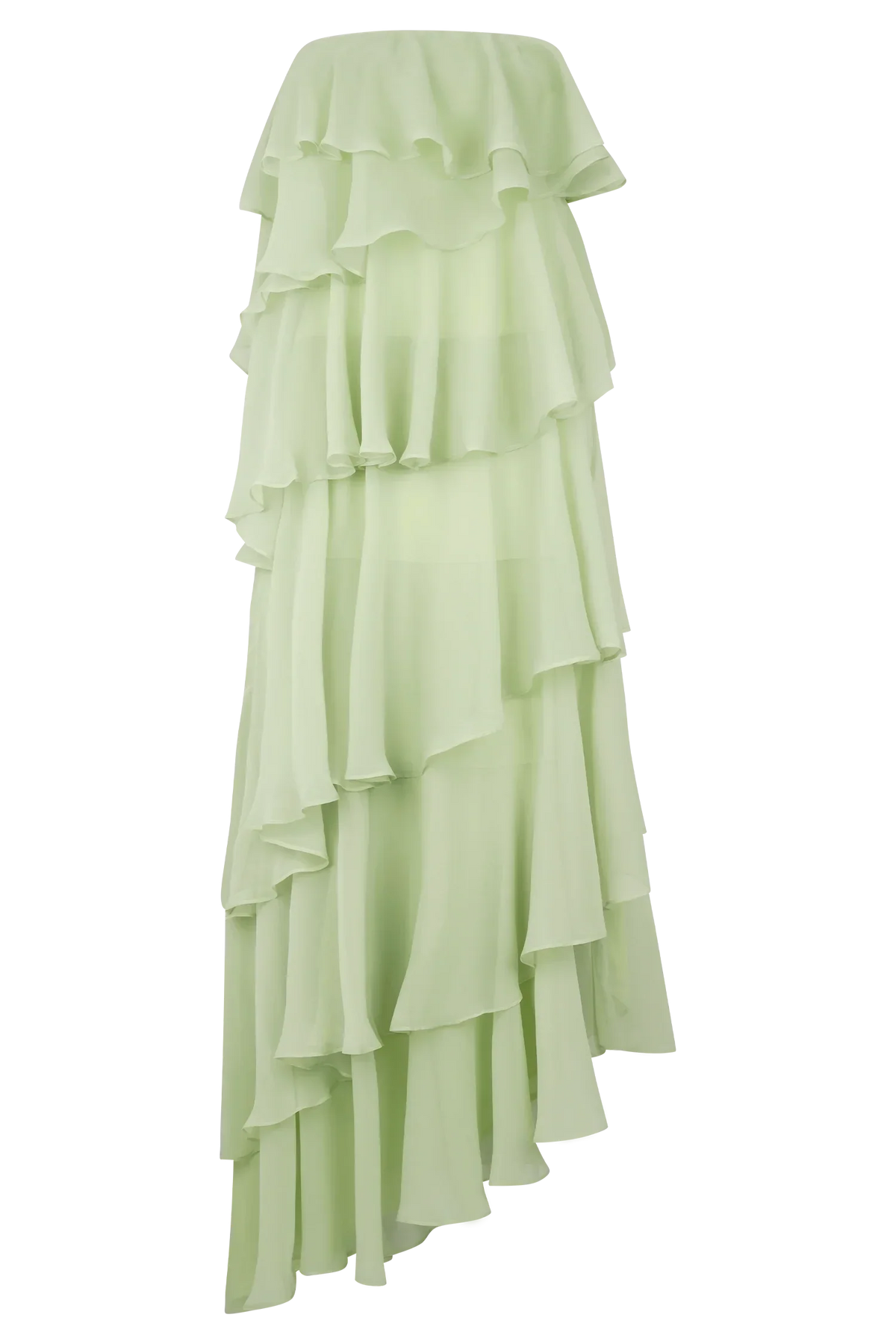 Ruffle Chiffon Affordable Strapless Prom Dresses Trendy Floor Length Ball Gowns Tiered Strapless Prom Clothes