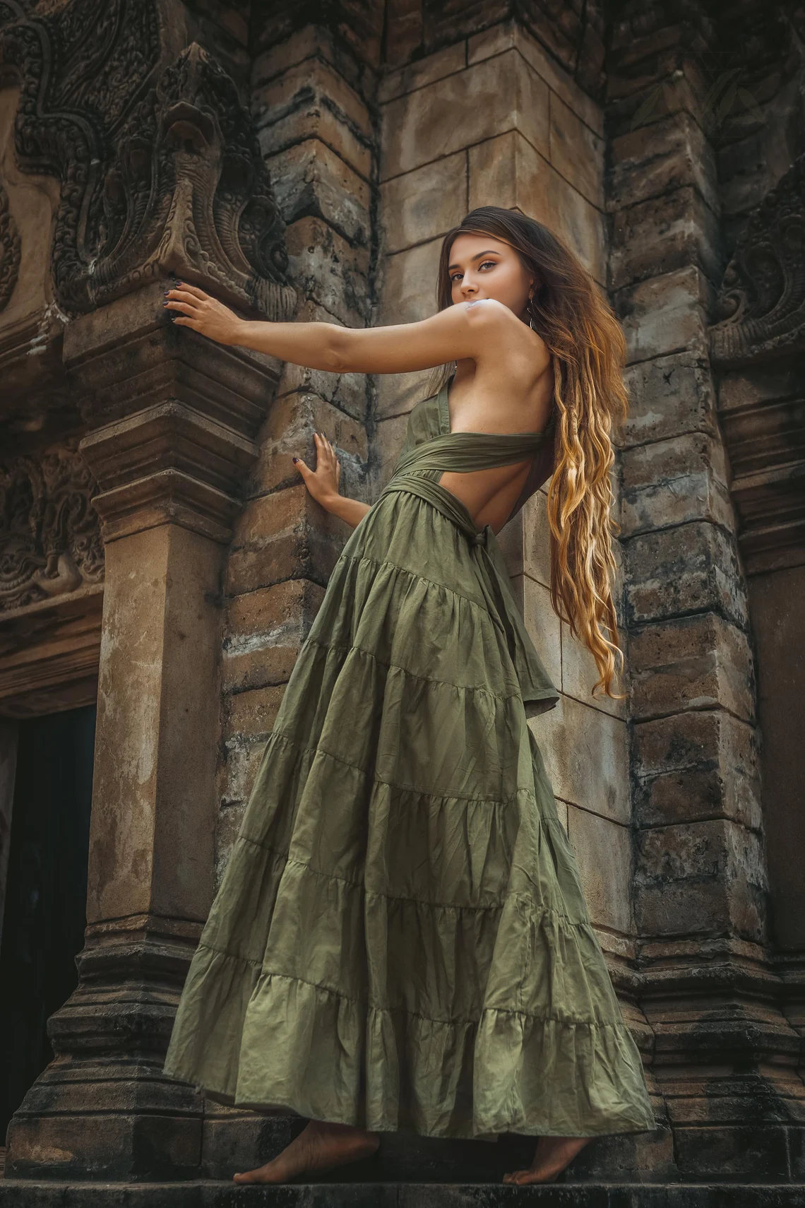 Sage Green Bridesmaid A-line Elegant Backless Floor Length Sleeveless Dress Prom Party Dress