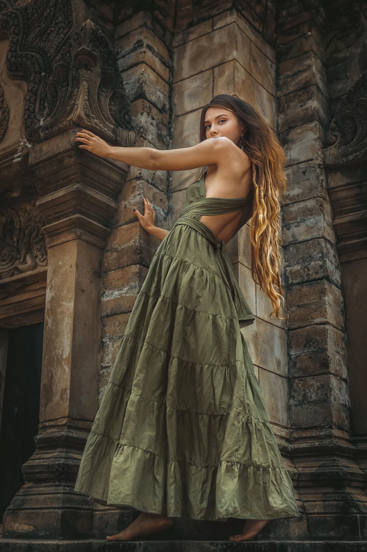 Sage Green Bridesmaid A-line Elegant Backless Floor Length Sleeveless Dress Prom Party Dress