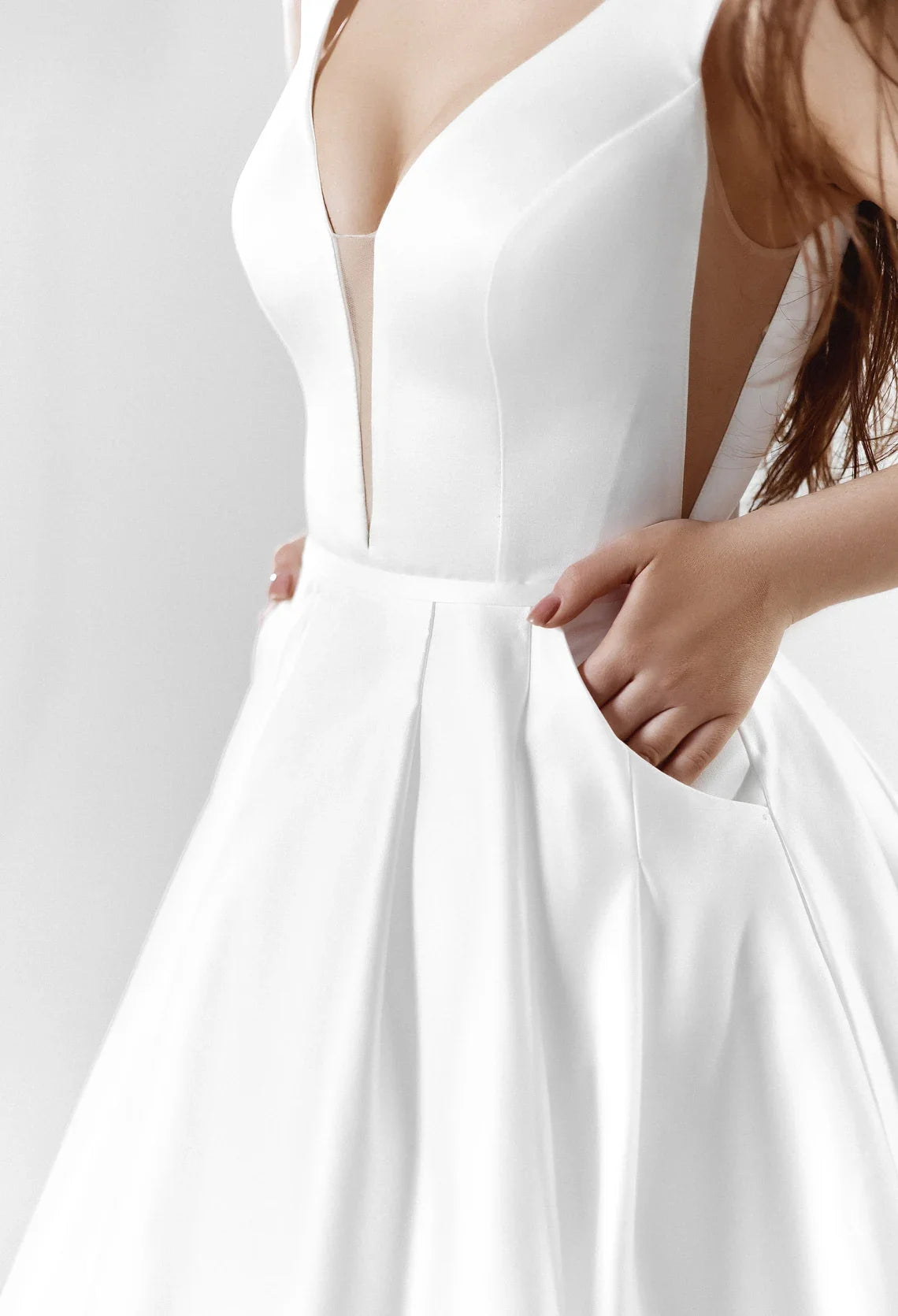 Satin Wedding Dress Open Back Wedding Dress A-Line Wedding Dress Ivory Bridal Gown Classic Sleeveless Wedding Dress With Train