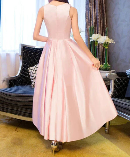 Satin Tea Length Homecoming Dresses Party Dress