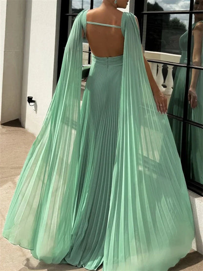 Prom Dresses Stores A-Line/Princess Scoop Neck Sleeveless Floor-Length Ruched Evening Prom Dresses Formal Women's Dresses