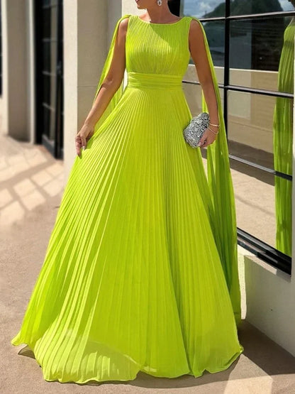 Prom Dresses Stores A-Line/Princess Scoop Neck Sleeveless Floor-Length Ruched Evening Prom Dresses Formal Women's Dresses