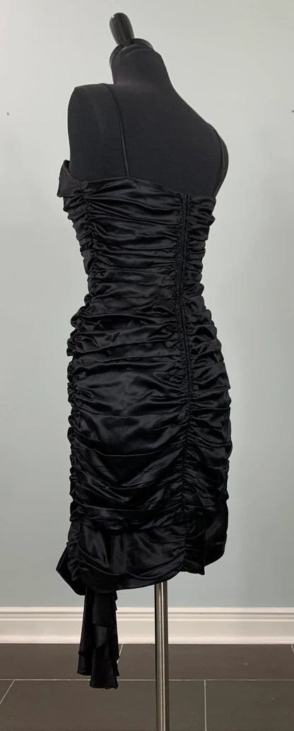 Sequins Black Spaghetti Strap Fitted Ruched Prom Dress Formal Black Lace Sleeveless Cocktail Dress
