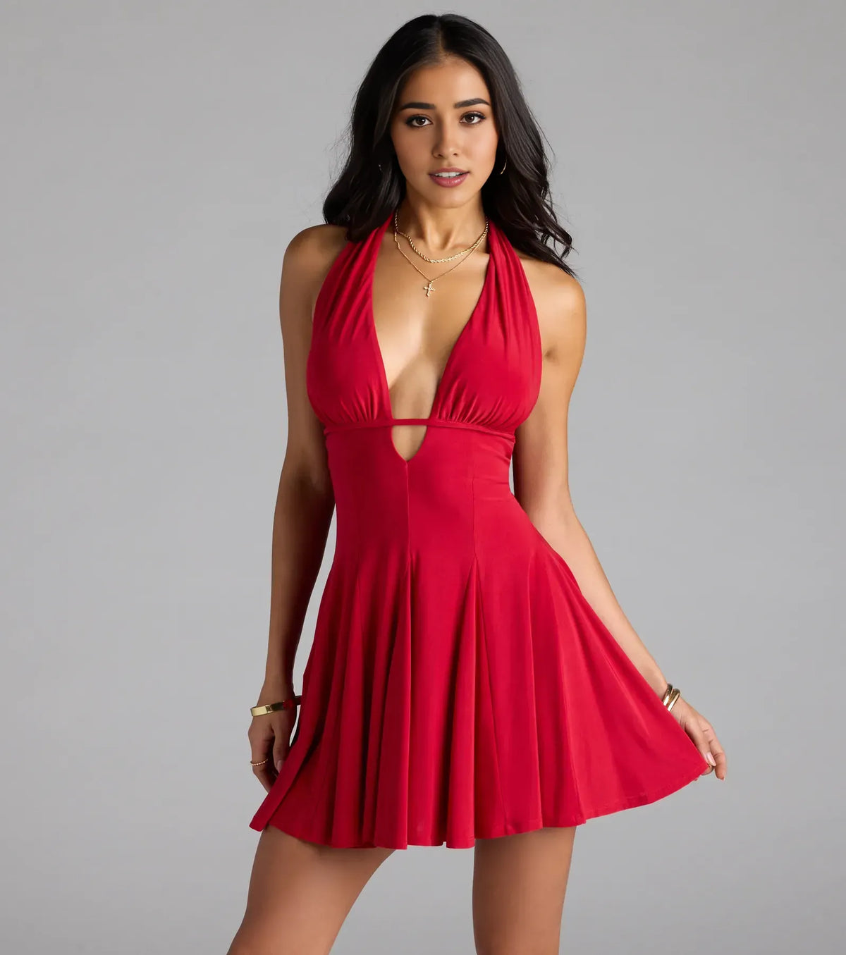Sexy A-Line Halter Neck Sleeveless Lace Up Short-Mini Homecoming Dress