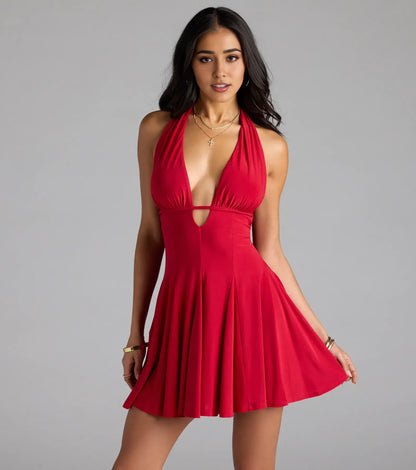Sexy A-Line Halter Neck Sleeveless Lace Up Short-Mini Homecoming Dress