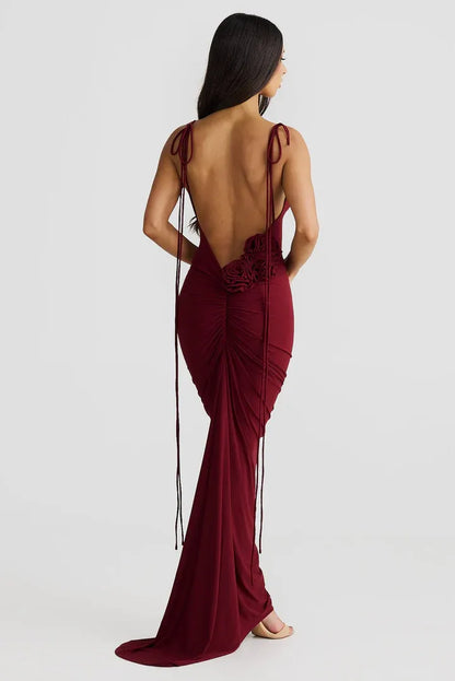 Sexy Bodycon Spaghetti Straps Sleeveless Backless Floor-Length Prom Dress