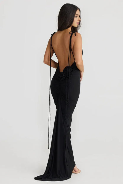 Sexy Bodycon Spaghetti Straps Sleeveless Backless Floor-Length Prom Dress