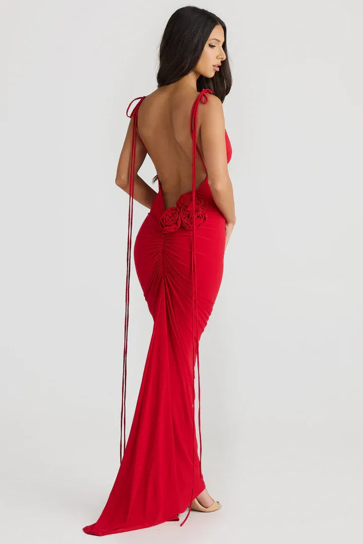 Sexy Bodycon Spaghetti Straps Sleeveless Backless Floor-Length Prom Dress