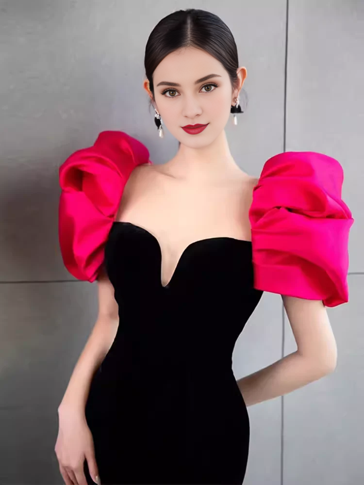 Sexy Mermaid Floor Length Backless Black Velvet Prom Dresses