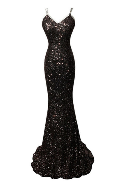 Sexy Mermaid Spaghetti Straps Open Back Long Prom Dress