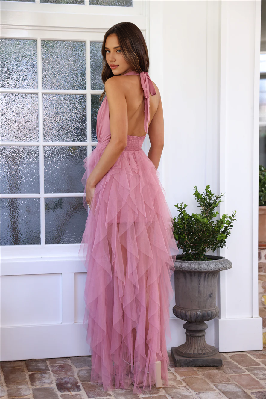 Sexy Off Shoulder Deep V Neck Ruffle A-line Sleeveless Backless Prom Party Dress