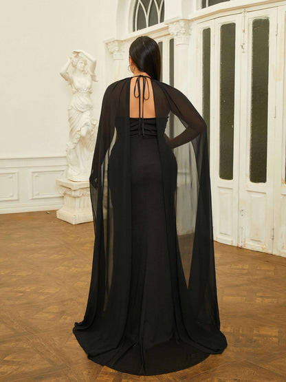 Sexy Sheath Halter Neck Sleeveless Backless Floor-Length Plus Size Prom Dress