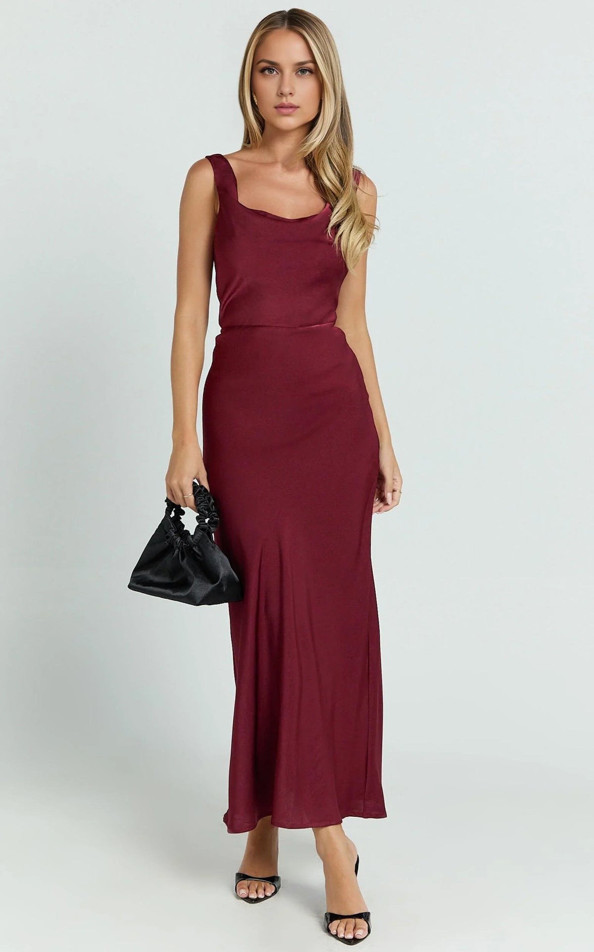 Sheath/Column Cold Shoulder Simple Prom Dress Ankle-Length Sleeveless Formal Evening Gown Elegant Satin Prom Dresses For Ladies