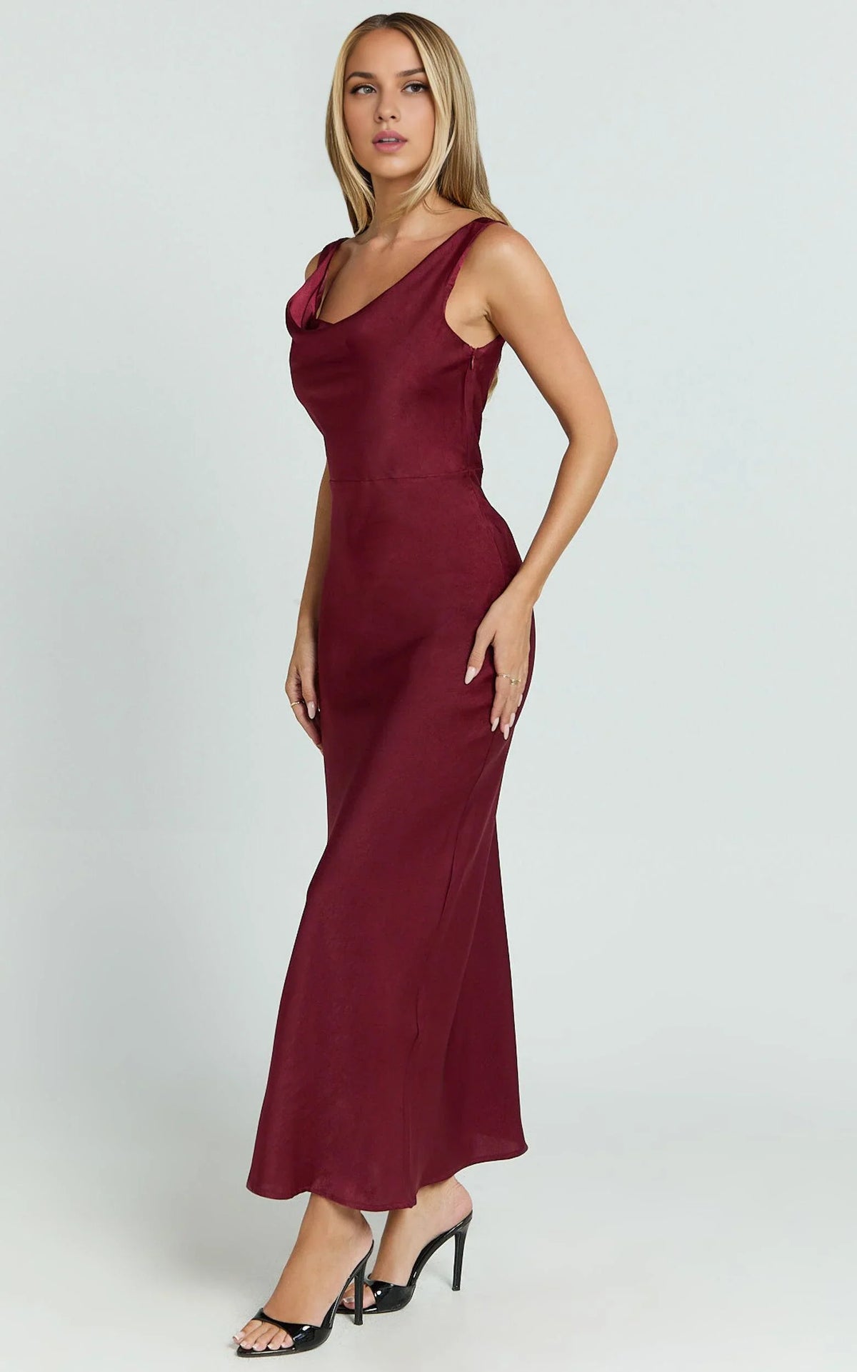 Sheath/Column Cold Shoulder Simple Prom Dress Ankle-Length Sleeveless Formal Evening Gown Elegant Satin Prom Dresses For Ladies