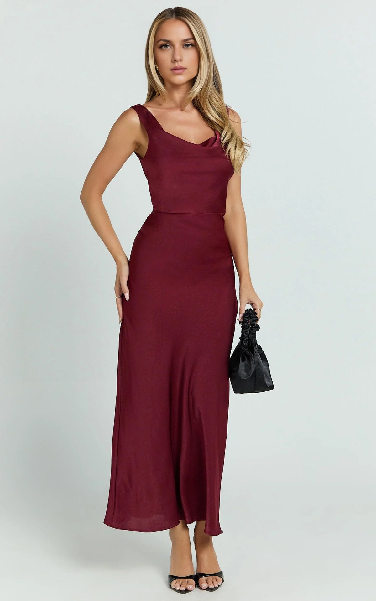 Sheath/Column Cold Shoulder Simple Prom Dress Ankle-Length Sleeveless Formal Evening Gown Elegant Satin Prom Dresses For Ladies
