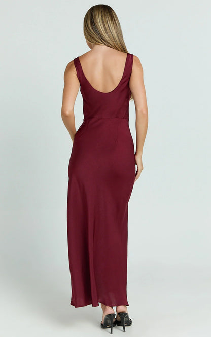 Sheath/Column Cold Shoulder Simple Prom Dress Ankle-Length Sleeveless Formal Evening Gown Elegant Satin Prom Dresses For Ladies