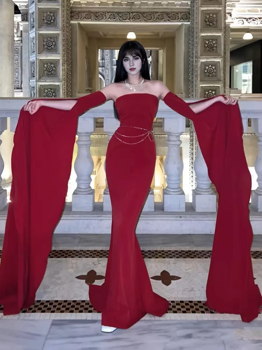 Formal Women's Dresses Off The Shoulder Sheath Red Long Prom Dress Birthday Party Dress Prom Dresses Stores