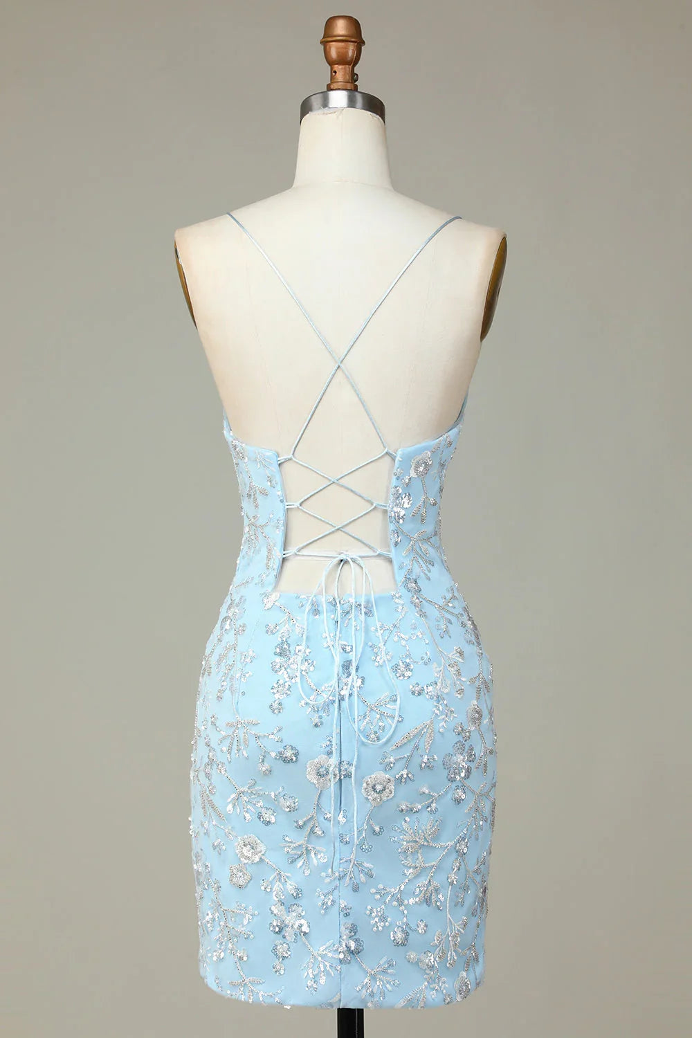 Sheath Sequins Beaded Flowers Tight Short Homecoming Dress