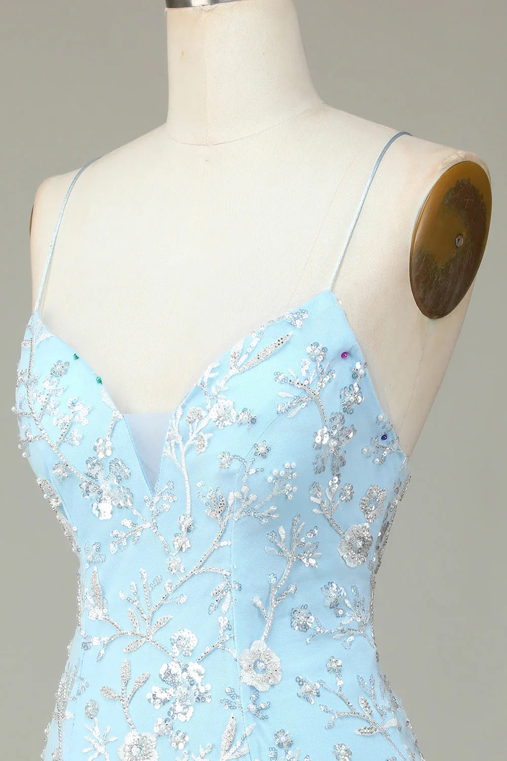 Sheath Sequins Beaded Flowers Tight Short Homecoming Dress