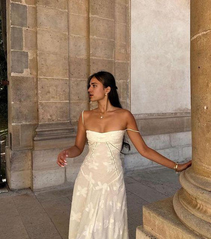 Sheath Spaghetti Straps Ivory Floor Length Sleeveless Lace Prom Dress
