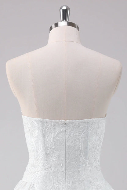 Sheer Simple Off-the-Shoulder A Line Strapless Corset Short Homecoming Dress