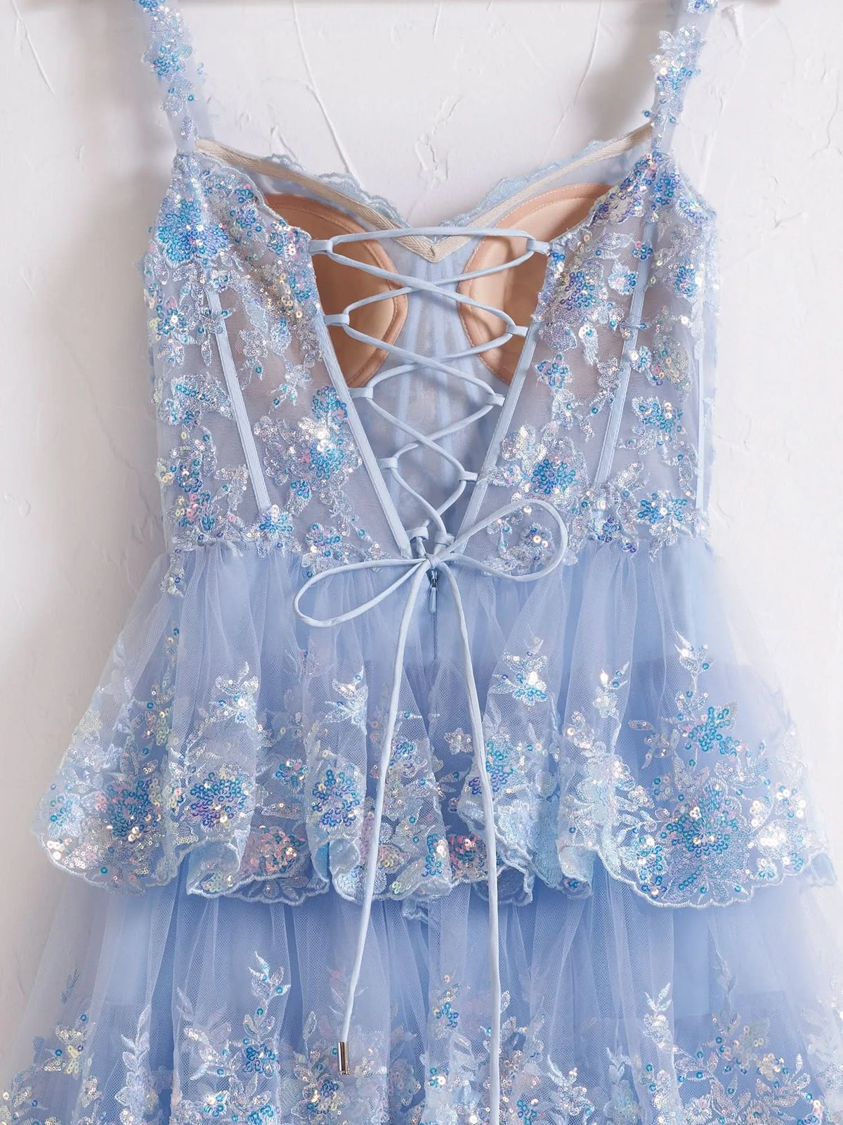 Shine Corset Sleeveless Princess Tulle Ruffles Long Prom Dress