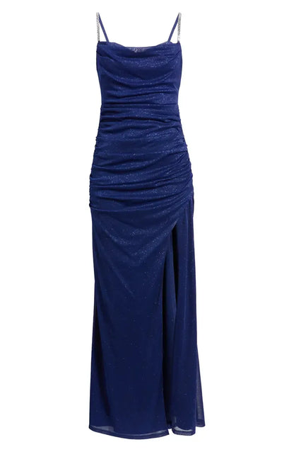 Shine Mermaid Spaghetti Straps Sleeveless Zipper Up Floor-Length Prom Dress