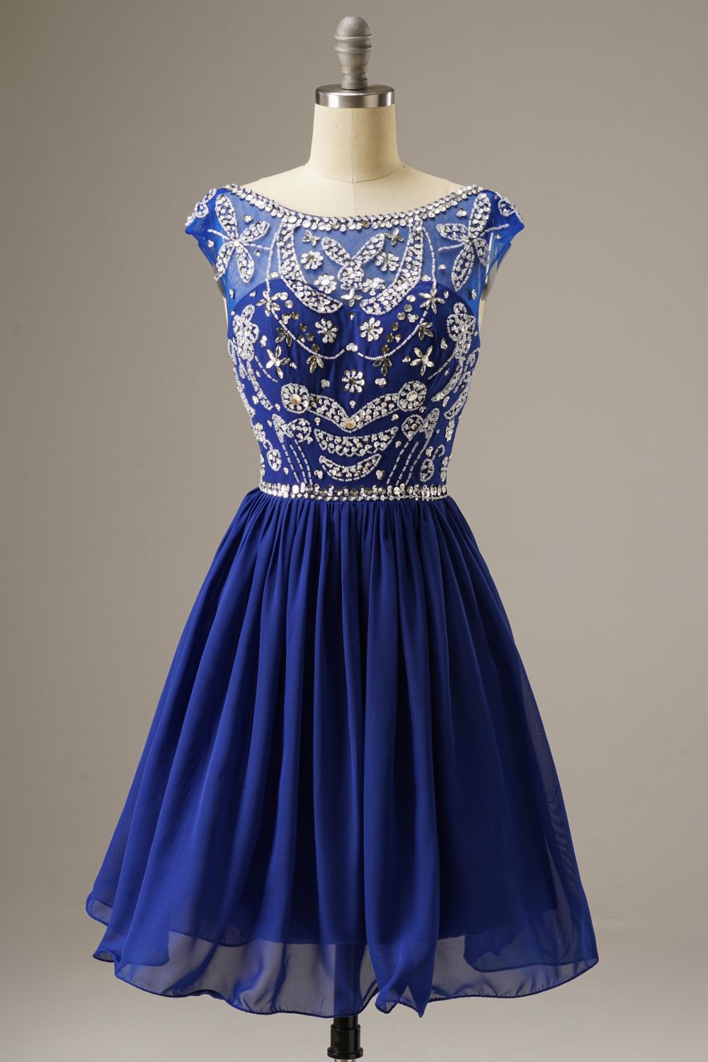 Short-Mini Cap Sleeves Homecoming Dresses WIth Beading