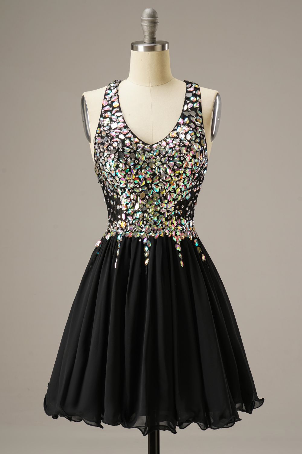 Short Mini Party Dress WIth Crystal Beads