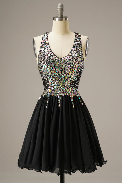 Short Mini Party Dress WIth Crystal Beads