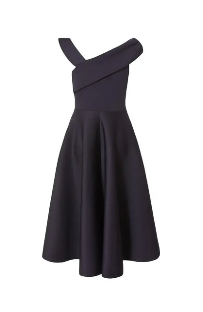 Simple A-Line Asymmetric-neck Sleeveless Backless Tea-Length Prom Dress