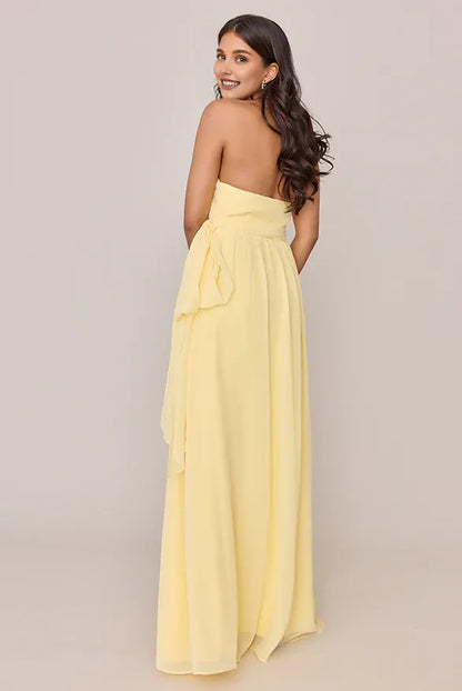Simple A-Line Halter Neck Sleeveless Chiffon Floor-Length Prom Dress