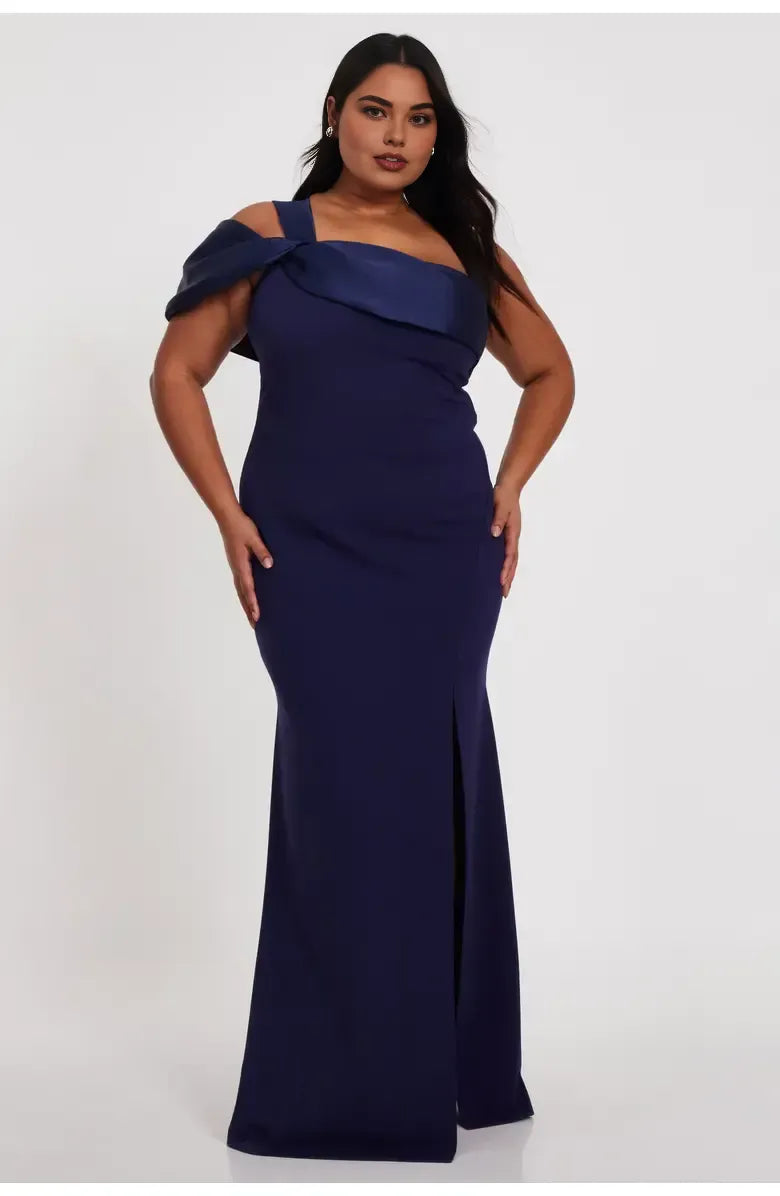 Simple A-Line One Shoulder Sleeveless Satin Floor-Length Plus Size Prom Dress