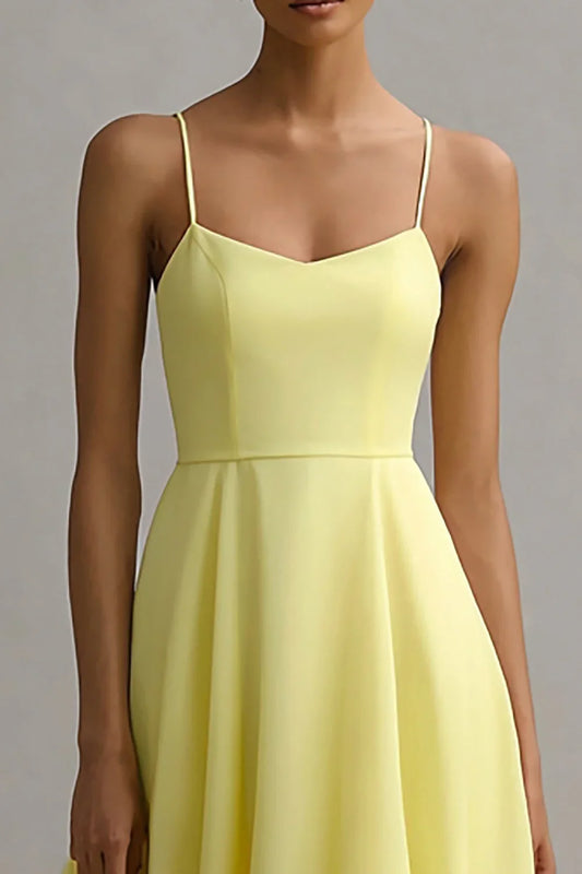 Simple A-Line Spaghetti Straps Sleeveless Satin Floor-Length Prom Dress