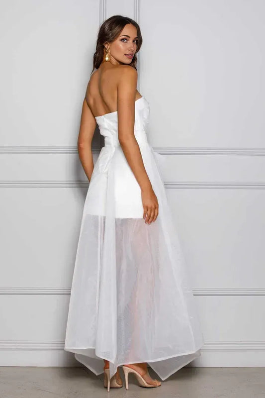 Simple A-Line Strapless Sleeveless Backless Ankle-Length Wedding Dress