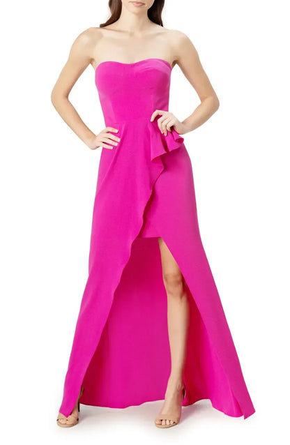 Simple A-Line Strapless Sleeveless Zipper Up Floor-Length Prom Dress