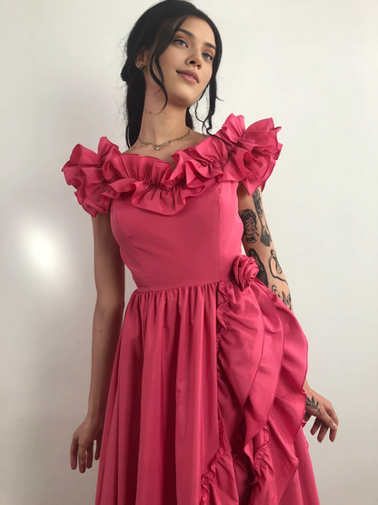 Simple A-line Floor Length Sleeveless Ruffled Sweetheart Prom Dress