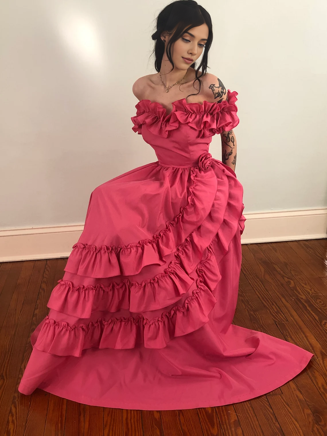 Simple A-line Floor Length Sleeveless Ruffled Sweetheart Prom Dress
