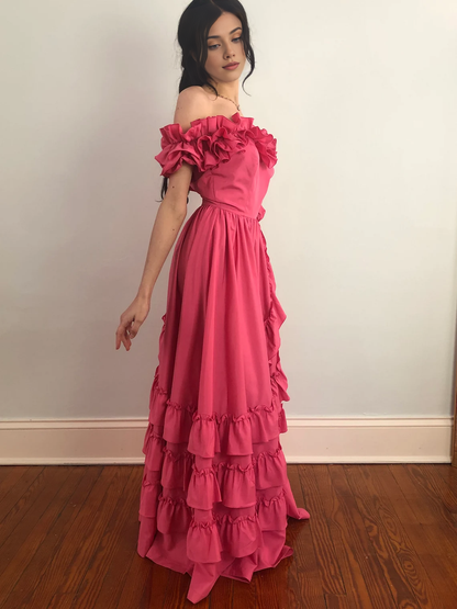 Simple A-line Floor Length Sleeveless Ruffled Sweetheart Prom Dress