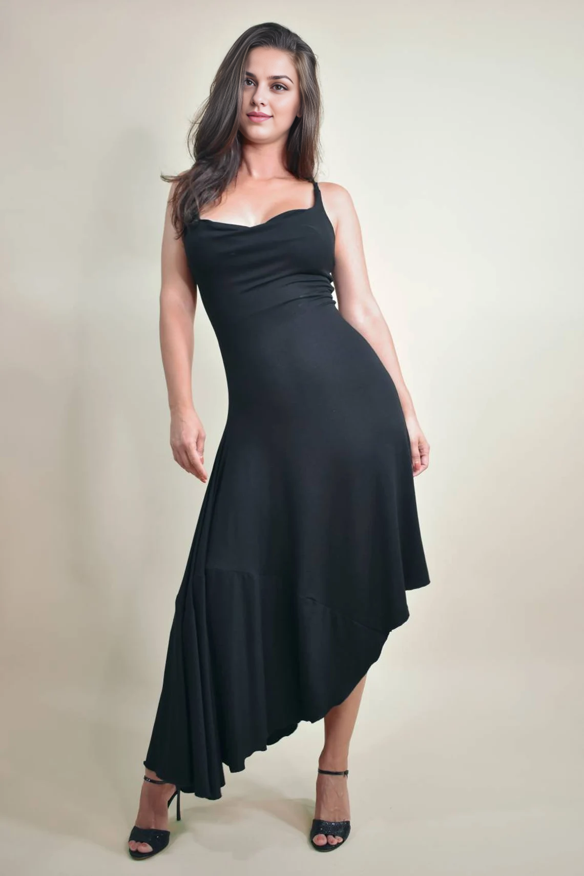 Simple Black Evening Gown Cowl Neck Evening Dress Red Carpet Formal Evening Dress Ball Gown Prom Party Pageant Little Black Dress Prom Dress