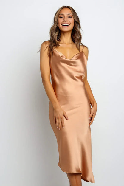 Simple Fitted Spaghetti Straps Sleeveless Backless Tea-Length Prom Dress