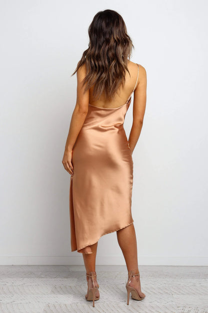 Simple Fitted Spaghetti Straps Sleeveless Backless Tea-Length Prom Dress