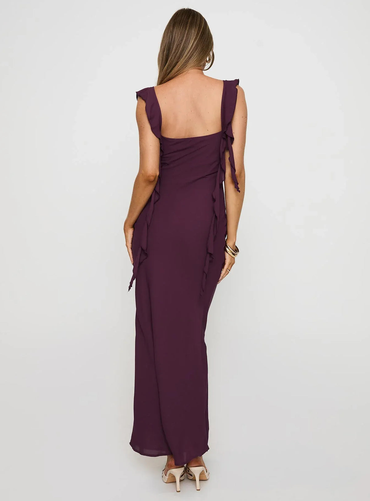 Simple Fitted Square Neck Sleeveless Backless Floor-Length Prom Dress