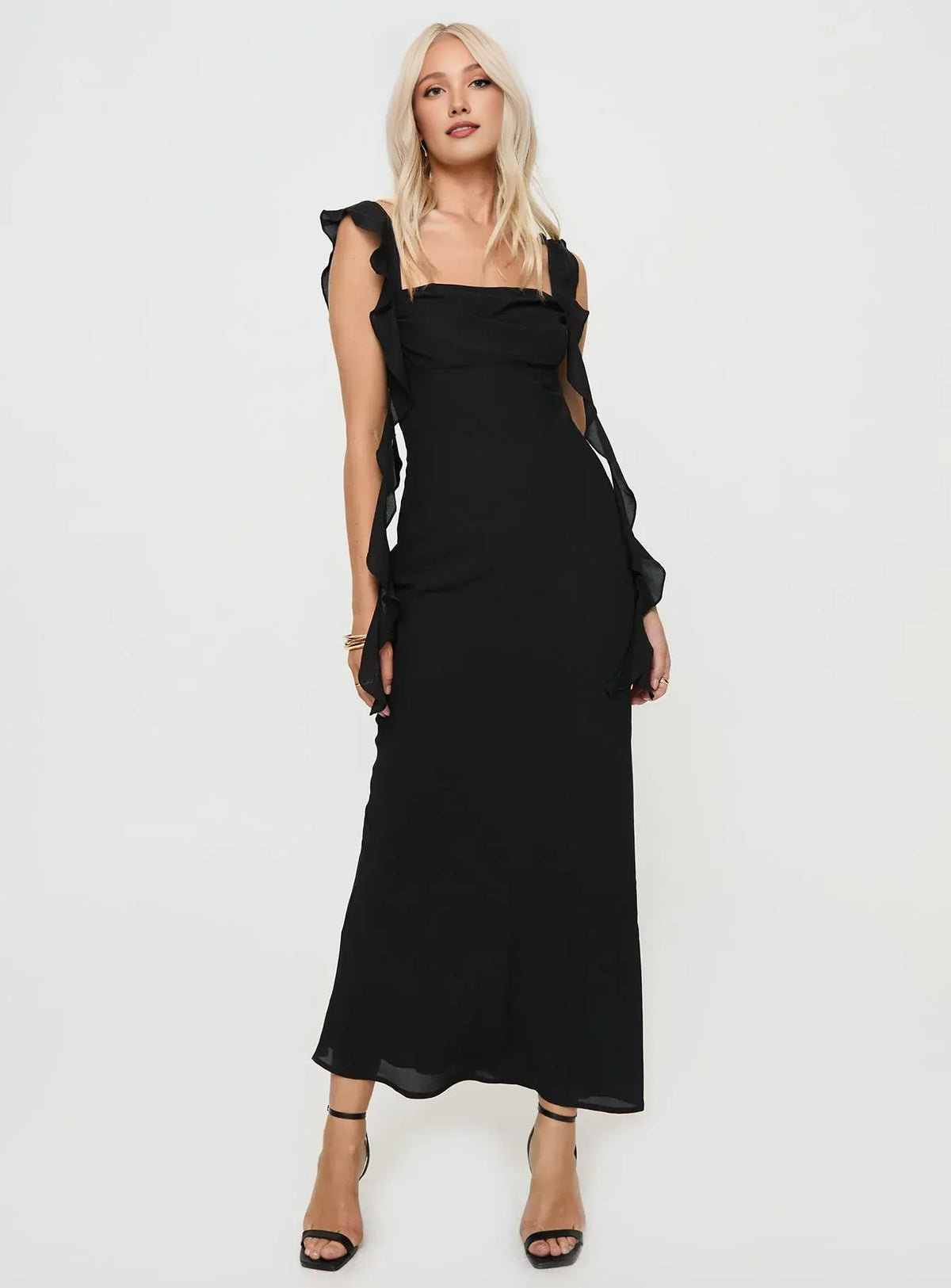 Simple Fitted Square Neck Sleeveless Backless Floor-Length Prom Dress