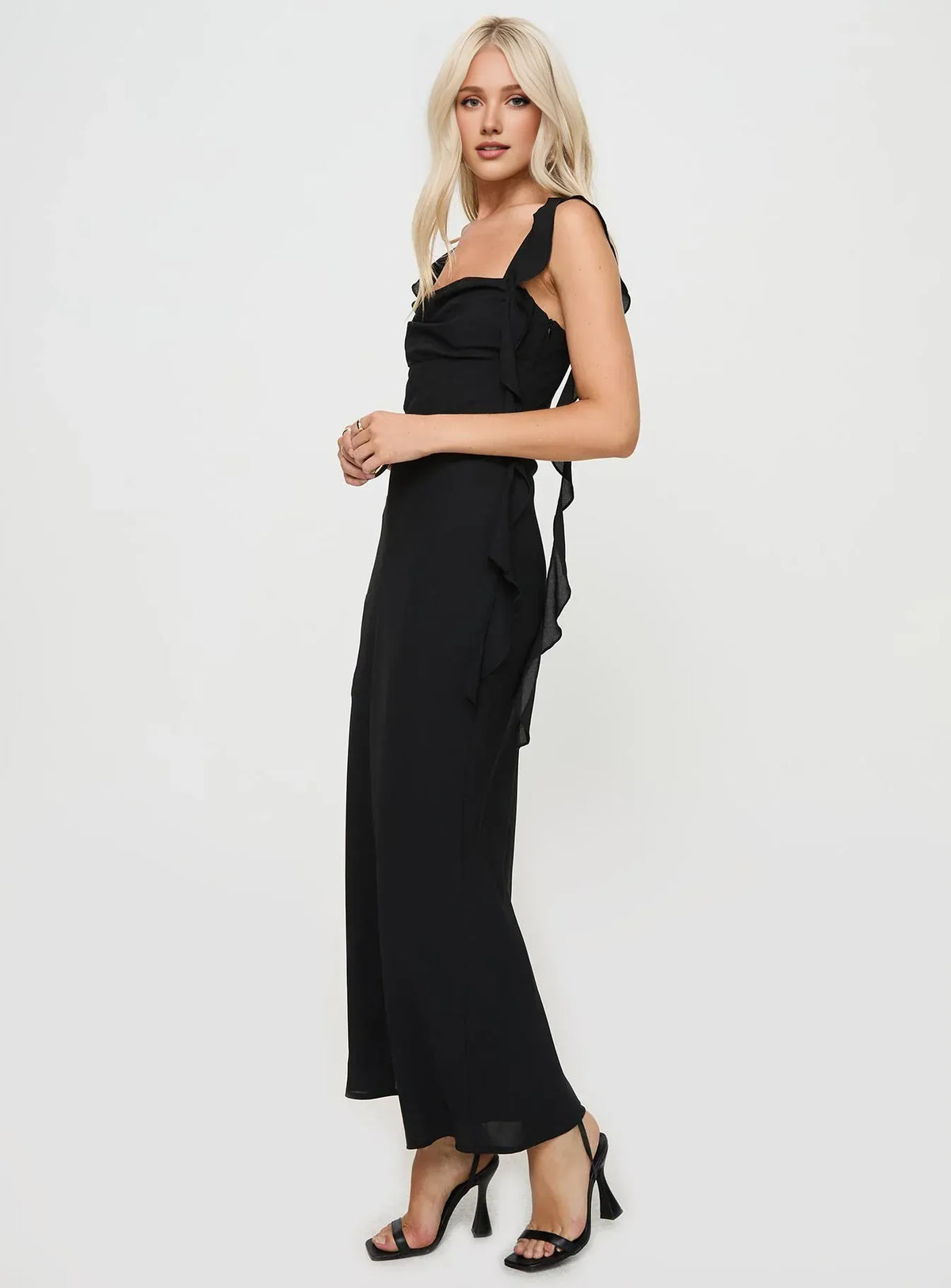 Simple Fitted Square Neck Sleeveless Backless Floor-Length Prom Dress
