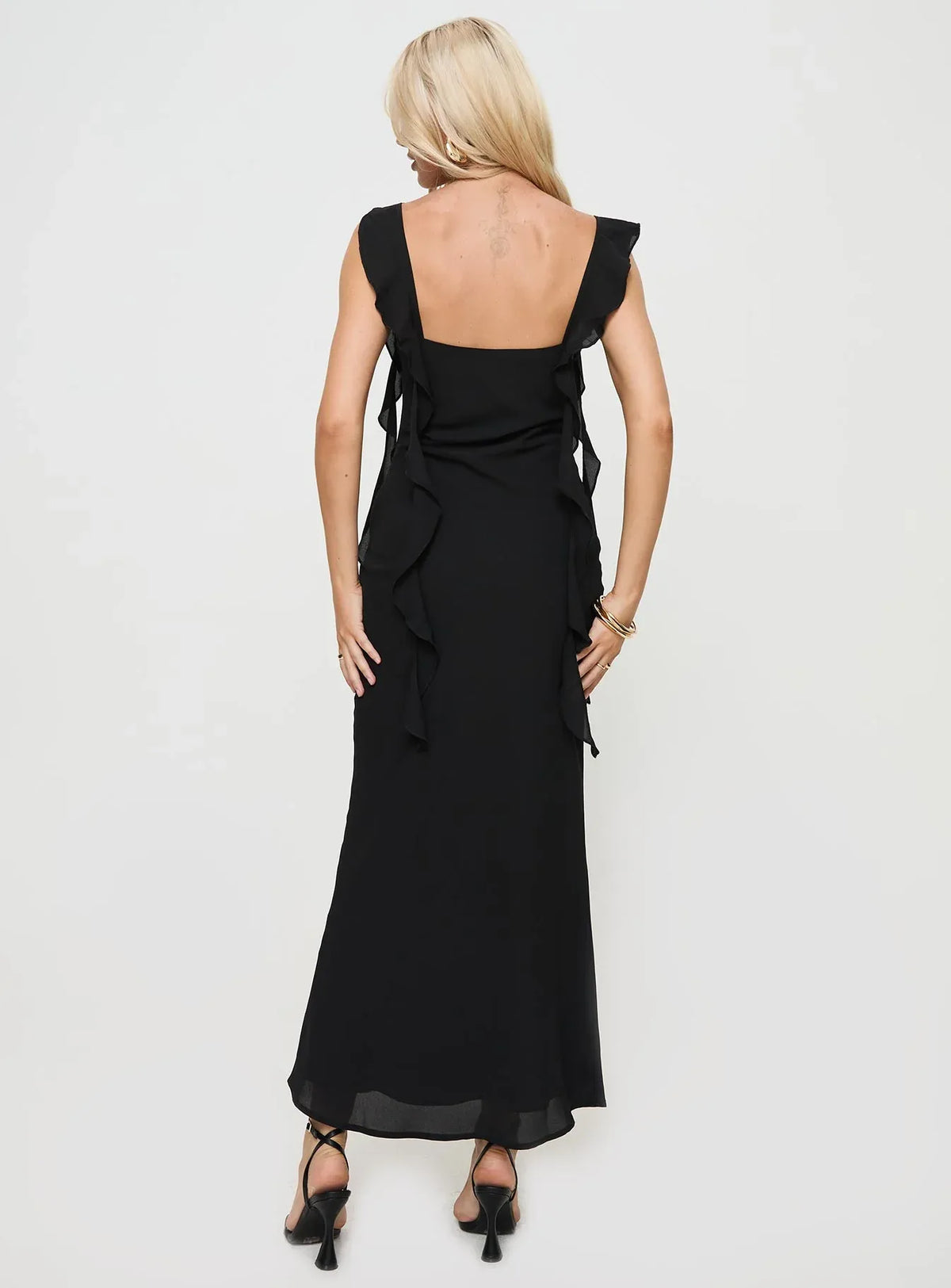 Simple Fitted Square Neck Sleeveless Backless Floor-Length Prom Dress