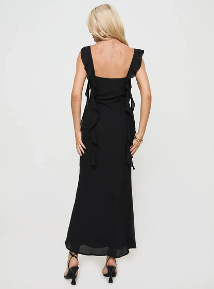 Simple Fitted Square Neck Sleeveless Backless Floor-Length Prom Dress