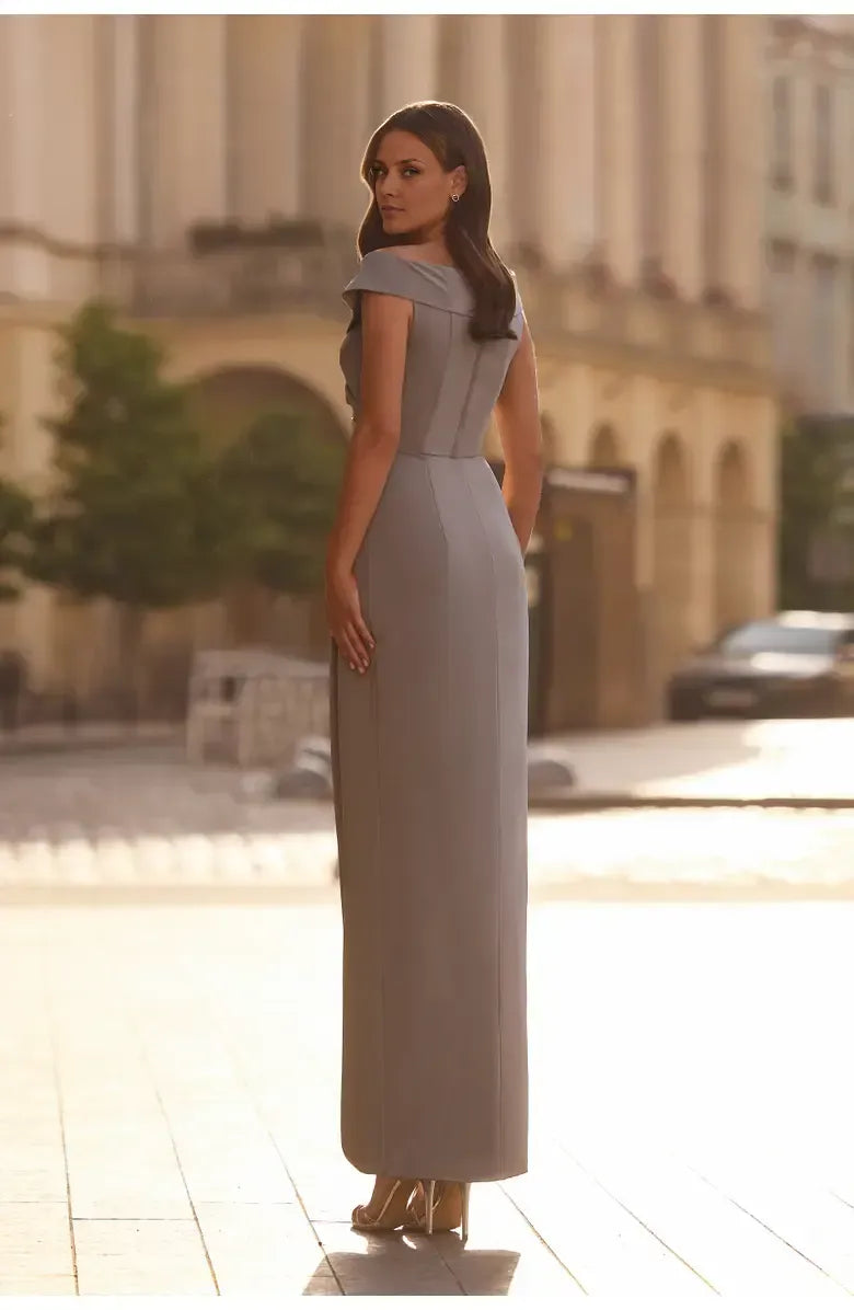 Simple Fitted V Neck Cap Sleeves Zipper Up Floor-Length Prom Dress