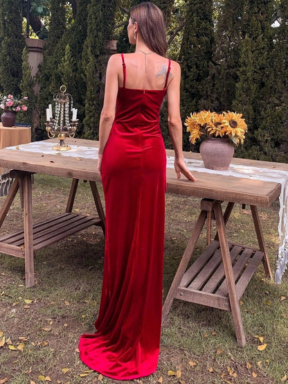 Simple Mermaid Spaghetti Straps Sleeveless Zipper Up Sweep/Brush Train Prom Dress